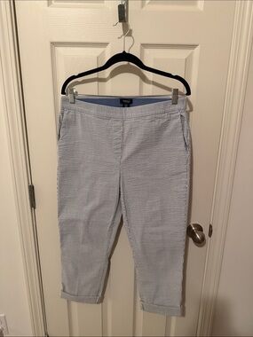 Jones New York Blue and White Seersucker Crop Capris